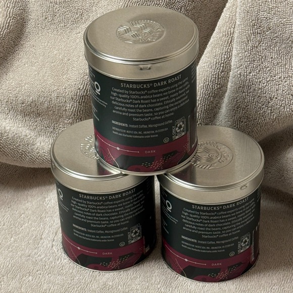 Starbucks Premium Instant Coffee Dark Roast Bold & Chocolate, 3 Tins NEW‎ - Picture 2 of 4